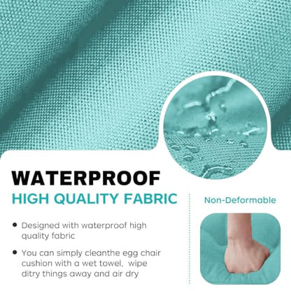 Egg Chair Cushion Replacement, Waterproof Thicken Hanging Egg Swing Chair Cushion for Outdoor Furniture, Wicker Rattan Hammock Basket Cushion with Headrest Pillow 47x31.5x4.7 inch(Teal) - color: Teal