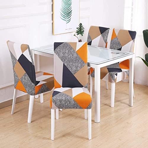 Stretch Chair Covers Slipcovers Set of 4 Printed Stretchable Dining Chair Slipcover Washable Removable for Kitchen,Hotel,Restaurant - color: Grey Rubik's Cube, size: 4