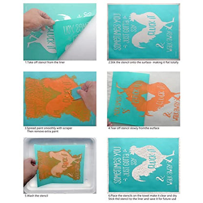 Silk Screen Stencils Transfers Reusable Self Adhesive Mesh Screen Stencil Kit for Chalkboard Fabric(Home Sweet Home) - color: sweet home