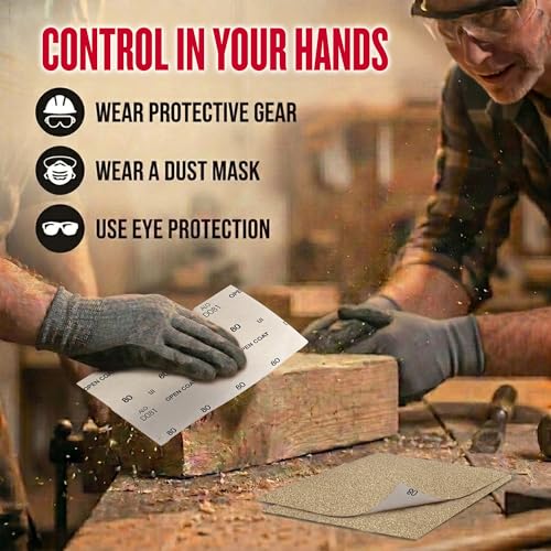 Sandpaper Sheets General Purpose 100 Grit Coarse/Medium, 9”x11” - 20 Sheets - style: 100 Grit