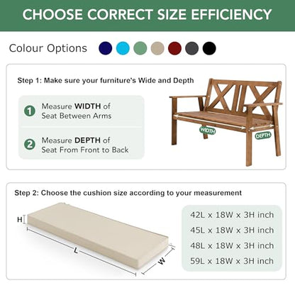 Summsun Outdoor Bench Cushion Pad, 48 x 18 x 3 Inch, Beige - color: Beige, size: 48x18x3 Inch