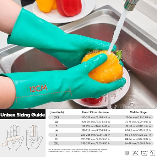 Vgo... Latex Reusable Household Gloves,Cleaning Gloves,Long Cuff (HH4601,S) - color: Green, size: Small