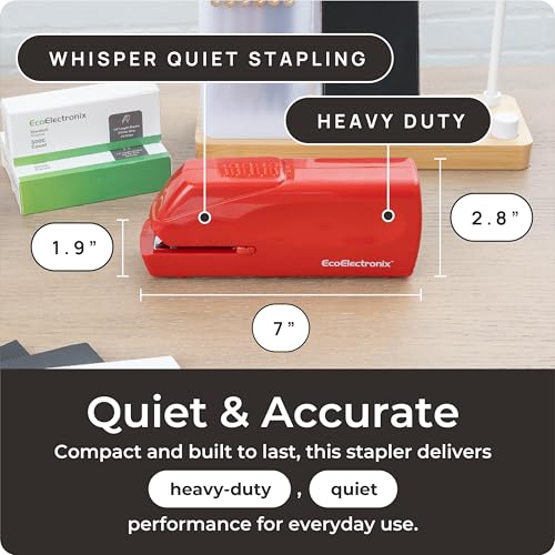 Red Electric Stapler Pro - Automatic Stapler for Desk or Office Use - color: Red