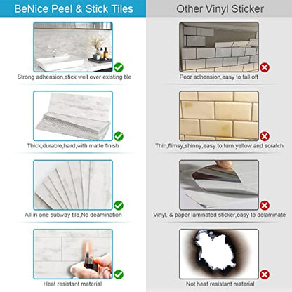 BeNice Peel and Stick Backsplash Subway Tile Rustic Gray 16pcs - color: Rustic Gray