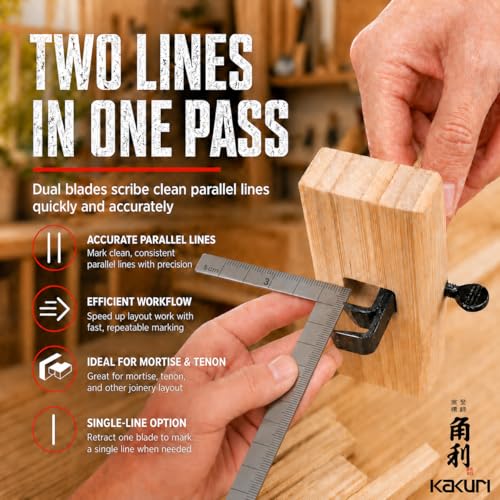 KAKURI Wood Marking Gauge Double Blade 3.5", KEBIKI Japanese Scribe Tool