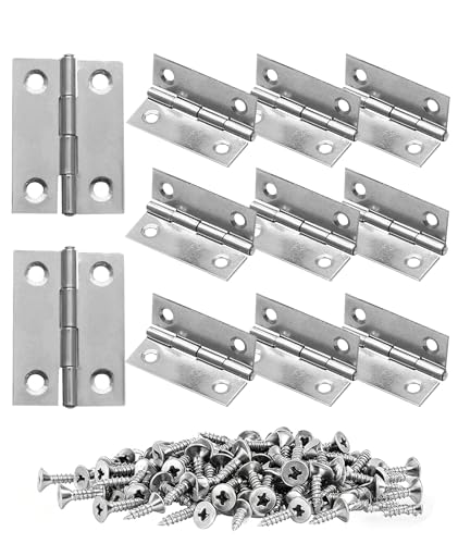 12 PCS 1.75 * 1.25 inches Stainless Steel Mini Small Hinges with Screws, Suitable for DIY Wooden Boxes, Small Cabinets, Jewelry Boxes Flat Hinges, Furniture, Woodworking Craft Project, Silver - size: 1.75IN-12PCS