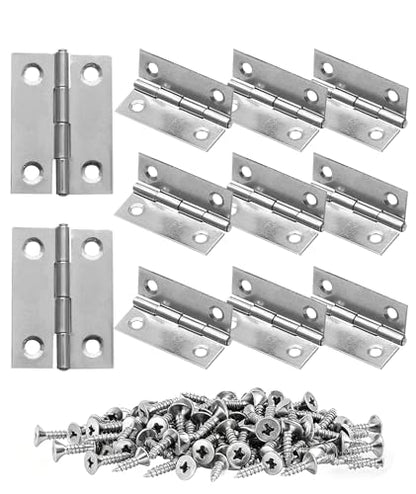 12 PCS 1.75 * 1.25 inches Stainless Steel Mini Small Hinges with Screws, Suitable for DIY Wooden Boxes, Small Cabinets, Jewelry Boxes Flat Hinges, Furniture, Woodworking Craft Project, Silver - size: 1.75IN-12PCS