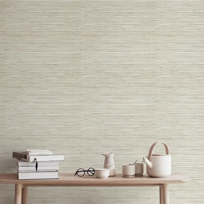 JiffDiff Grasscloth Wallpaper Peel and Stick,17.3"x472" Cream Grassweave Stick on Wallpaper Textured Self Adhesive Wallpaper Contact Paper - color: Beige, size: 17.3" x 472"