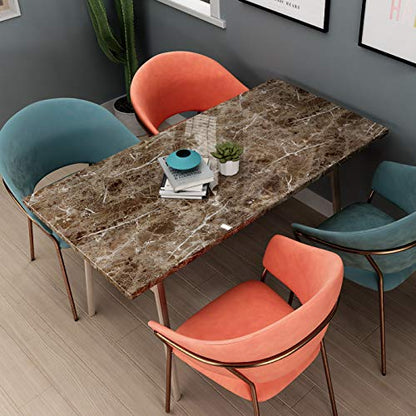 Livelynine Peel and Stick Countertops 15.8x197 Marble Wallpaper for Bathroom Self Adhesive Counter top Covers Renter Friendly Countertop Contact Paper Waterproof Kitchen Vinyl Wrap Desk Cover Table - color: Coffee Marble, size: 15.8" x 197"