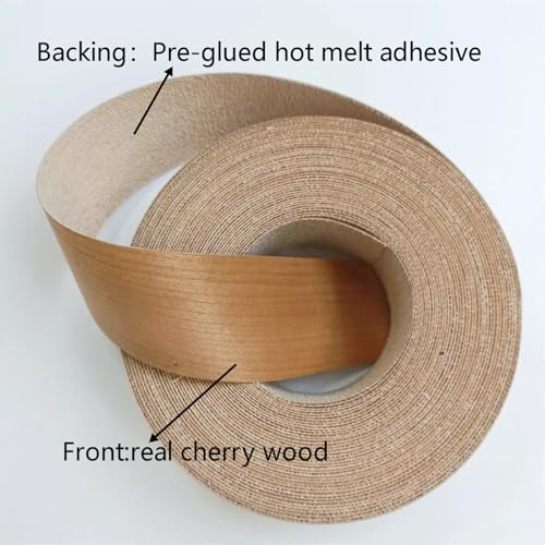 Cherry Wood Veneer Edge Banding Strip 2 Inch,Preglued Iron On with Hot Melt Adhesive Edgebanding Roll, Flexible Wood Tape for Plywood Cabinet Furniture Repair (2" x50') - size: 2" x50'