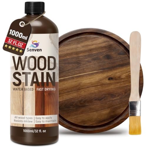 SENVEN Wood Stain, Walnut Wood Stain, 1000ml/35oz Woods-Stain for Woods, Furniture, Cabinet, Fast Drying Woods-Stain, Non-Toxic Wood-Stains, Water Based Wood-Stains, Indoor & Outdoor Woods Stains - color: Walnut, size: 35 Fl Oz