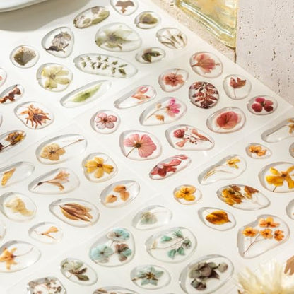 66 Pcs 3D Epoxy Dried Flower Stickers for Scrapbooking - color: The Echoes of Nature