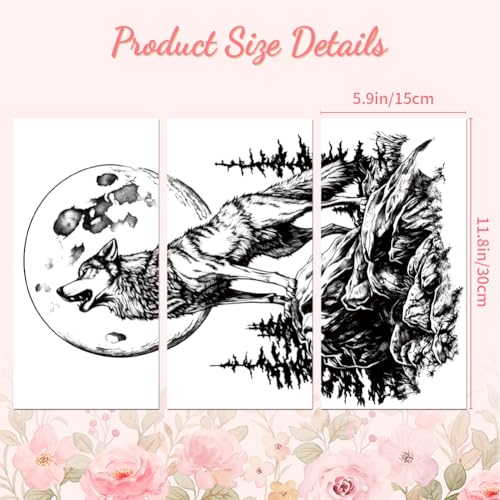 Peacoblue Howling Wolf Rub On Transfers for Furniture 6"x12" - style: Black and White Howling Wolf
