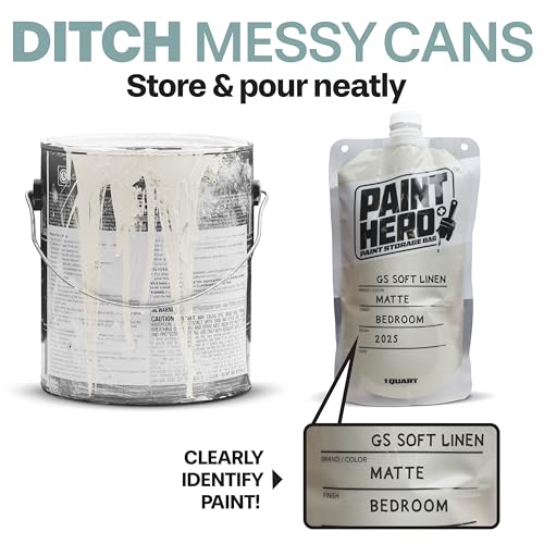 Paint Hero 8 Pack Paint Storage Bags - Airtight Refillable 1 Quart Pouches with Funnel