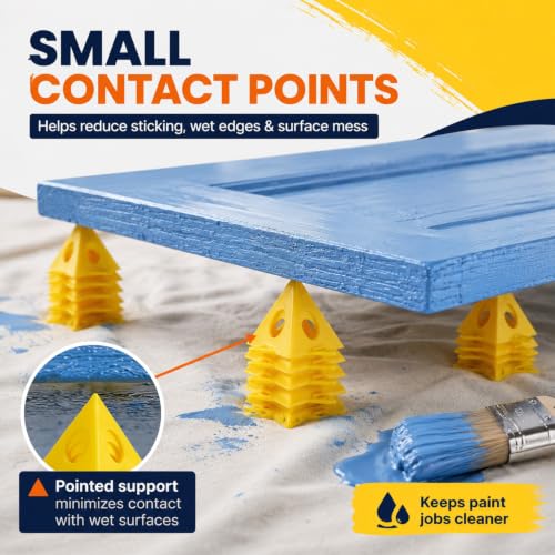 KATA 36PCS Painter's Pyramids, Paint Stands for Cabinet Doors & Woodworking - color: 36PC Painter's Pyramids Yellow