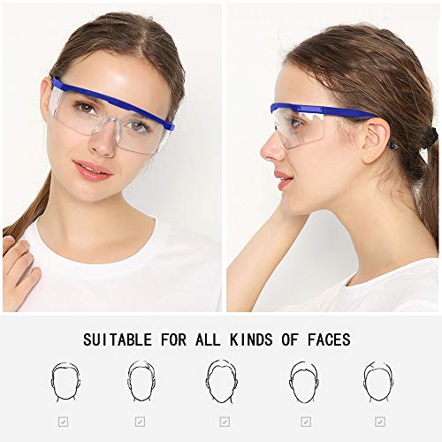Safety Glasses, 5PCS Adjustable Wide-Vision Protective Glasses, Lightweight Fog-Proof Safety Goggles - color: Blue