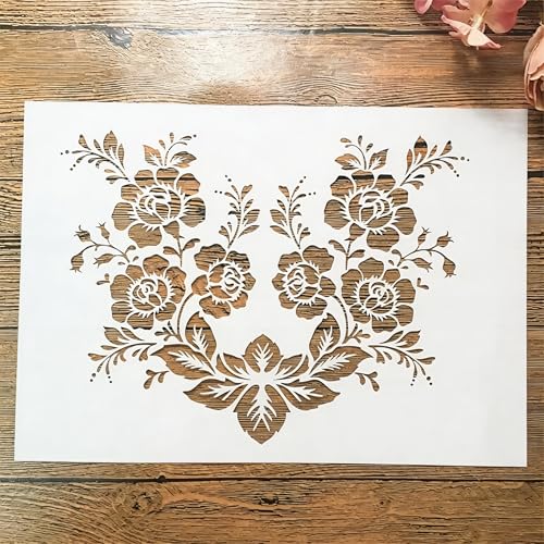 TIAMECH A4 Rose Branch Stencil for Painting - style: Rose Branch
