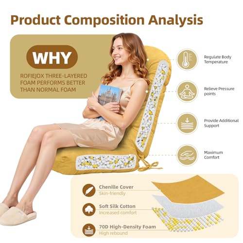 Rocking Chair Cushion, High Back, 44 x 19 x 4 Inch, Colza Yellow - color: Colza Yellow