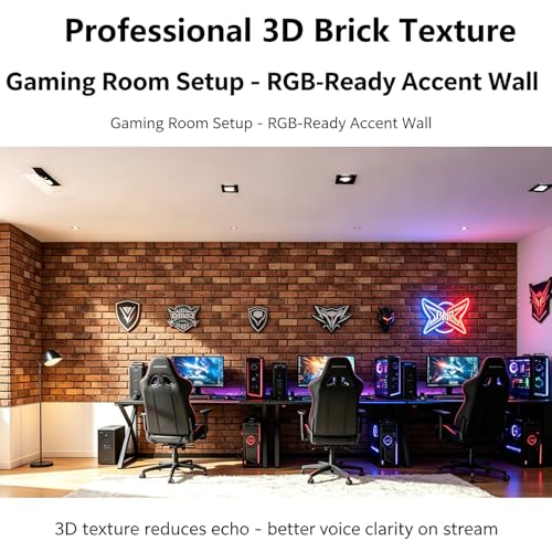 3D Wall Panels Peel and Stick, 10Pcs Brick Textured PVC Brick Panels - color: Large Brown Brick