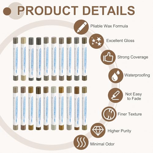 uxcell 20Pcs Wood Filler Sticks 20 Colors Gray & Tech Mix Series - color: Gray Tech Mix Series