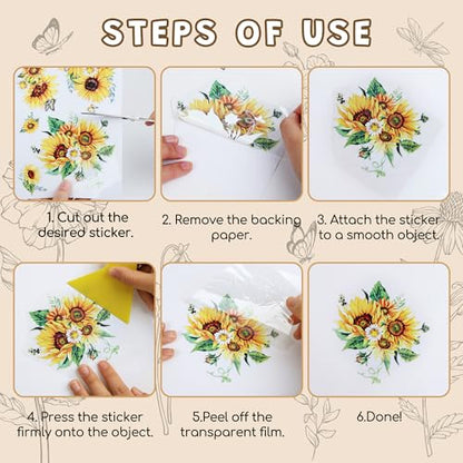 Joeyan Rub On Transfers for Crafts and Furniture, 2 Sheets Large Black White Line Floral Butterfly Rub on Stickers DIY Transfer Decals for Wood Glass Metal Canvas Porcelain Plastic Home Decor - style: Black White Line Floral