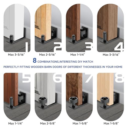 Sliding Barn Door Floor Guide Wall Mount Stay Roller with 8 Setup Options