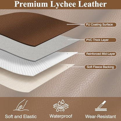 Faux Leather Fabric 55" W 1.15MM Thick Marine Vinyl Fabric 5 Yards 55"x180" - color: Brown, size: Pre-Cut 5 Yards