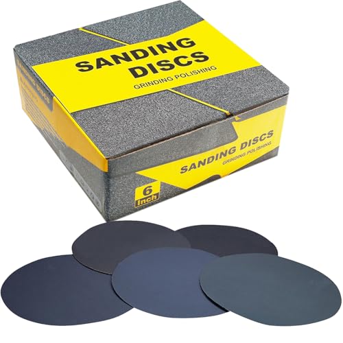 50 PCS 6 Inch Hook and Loop Sanding Discs Assorted- 320 400 600 800 1000 Grit Wet Dry Waterproof Silicon Carbide Sandpaper for Random Orbital Sander, Automotive Wood Metal Polishing & Sanding