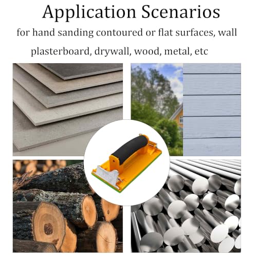 2Pcs Hand Sander with Comfortable Sponge Handle, Manual Sandpaper Holder Block for Drywall, Wood, Metal, Furniture Polishing, Heavy-Duty Sanding Tool with Secure Sandpaper Clamp Yellow - color: Yellow