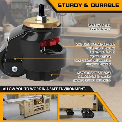 Leveling Stem Casters, Heavy Duty Leveling Casters, Load Capacity 6600 Lbs - size: 3 INCH