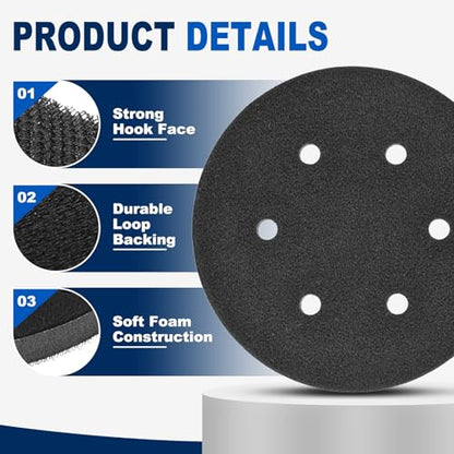 5Pcs 6 Inch Interface Pads, 6 Hole Foam Sanding Pads - size: 6 Hole