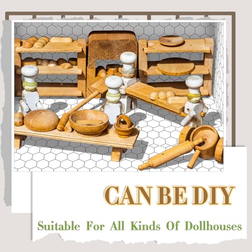 Flutesan 12 Pcs Miniature Dollhouse Wallpaper, Hexagonal Grid - style: Hexagonal Grid
