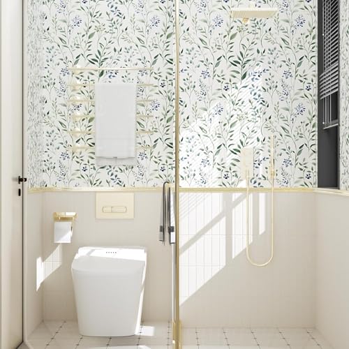 ILHIIOR Blue Leaf Peel and Stick Wallpaper Boho 17.5 x 393 Inches - color: Green, size: 17.5" x 393"