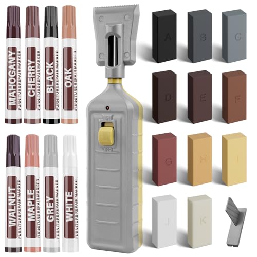 Hardwood Floor Repair Kit - 11 Colors Wood Floor Wax Furniture Touch Up Markers, Linoleum Repair Kit Cover Up Scratches, Cracks, Stains for Wood Door, Floor, Table, Cabinet, Desks - color: B-11 Colors