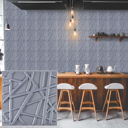Heikki 30 Pack 3D Wall Panel for Interior Wall Décor, PVC Flower Textured Wall Panels for Living Room Bedroom Hotel Office, 11.8"x11.8", Double-Sided Tape (Gray-SZ) - color: Gray-SZ