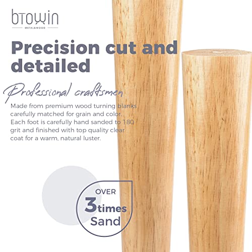 5 inch Solid Wood Tapered Furniture Legs Set of 4 with 5/16" Bolts - color: Natural Wood Color, size: 5" (12cm)