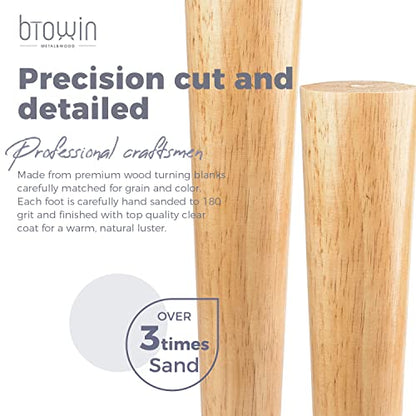 5 inch Solid Wood Tapered Furniture Legs Set of 4 with 5/16" Bolts - color: Natural Wood Color, size: 5" (12cm)