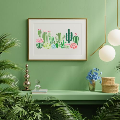 2Pcs Cactus Succulent DIY Painting Stencils for Wall Home Decor - style: Cactus