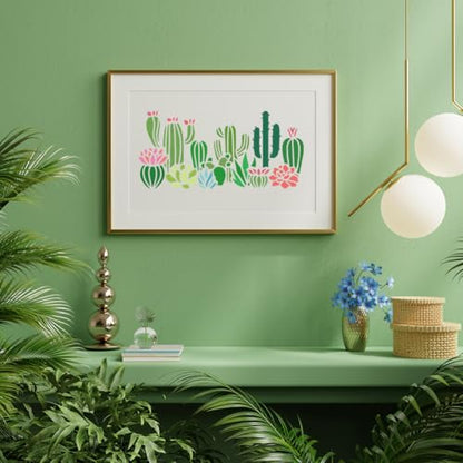 2Pcs Cactus Succulent DIY Painting Stencils for Wall Home Decor - style: Cactus