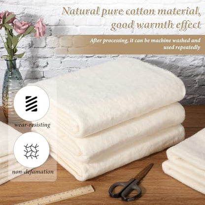 5 Pcs 45 x 60 Inch Natural Cotton Batting for Quilting