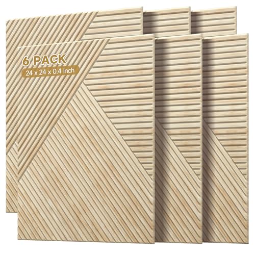 Acoustic Wall Panels,6 Pack,23.6"x23.6" Sound Panels,Rustic Oak - color: Rustic Oak