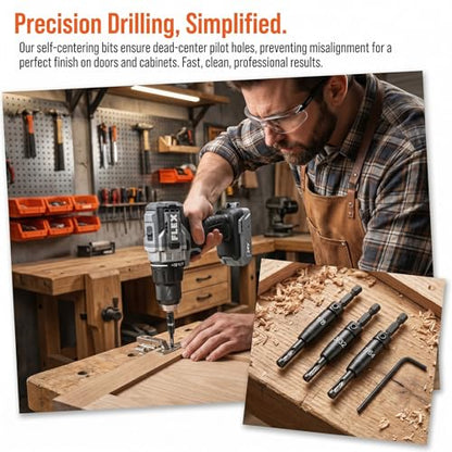 Cabinet Installation Tool Kit – Self Centering Drill Bit Set and Cabinet Clamps, Woodworking Hinge Drill Guide for Doors, Drawers & Hardware Alignment