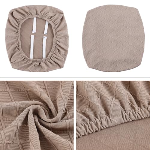 Fuloon Dining Chair Seat Covers Stretch Slipcovers, 6 Pack, Khaki - color: Khaki, size: Not Waterproof