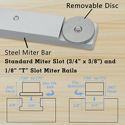 Precision Miter Gauge with a Standard Slot (3/4” x 3/8”), Table Saw Miter Gauge High Accuracy Miter Saw Protractor with 27 Angle Stops, Great Woodworking Tool Table Saw Accessories