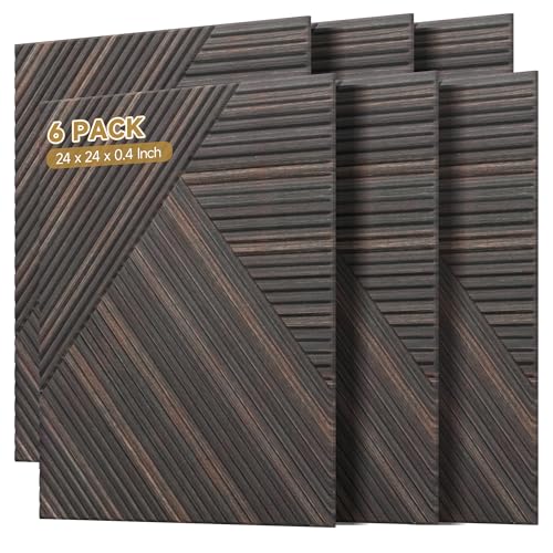 Acoustic Panels,6 Pack 23.6" x 23.6",Sound Panels,Rustic Walnut - color: Rustic Walnut