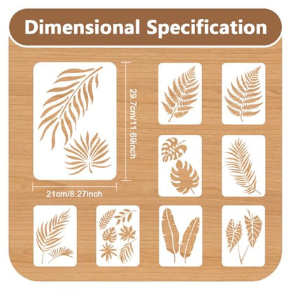9Pcs Tropical Leaves Stencils, Reusable Painting Templates - style: Tropical Leaves