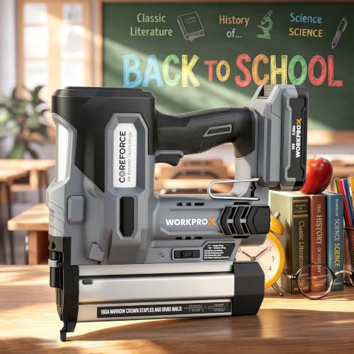 WORKPROX 20V Cordless Brad Nailer Kit, 18 Gauge 2-in-1 Nail & Staple Gun