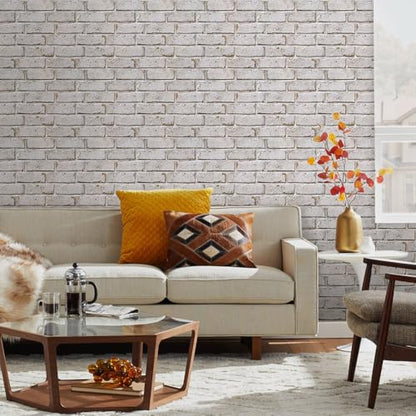 COMSTICKC 3D Faux Brick Wall Panels Peel and Stick, 10 Pcs 11.8" x 11.8" - color: Retro Yellow and White