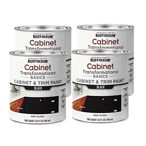 Rust-Oleum Cabinet Transformations & Trim Paint, Black, Quart - color: Black, size: 32 Fl Oz (Pack of 4)