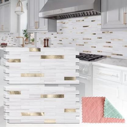 StyloVue 20 Sheets Peel and Stick Backsplash for Kitchen, 2026 Upgraded Dolomite Star Gray with Metal Gold Look Stick on Tile Upgrade Your Kitchen Backsplash, RV, Fireplace - color: Dolomite Star Gray With Metal Gold